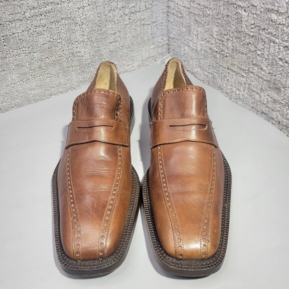 Sarar Men\'s Size EU 43 US 10 Brown Leather Derby Oxford Slip on Dress Shoes